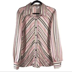 Vintage 1980s Striped Blouse, Size XL